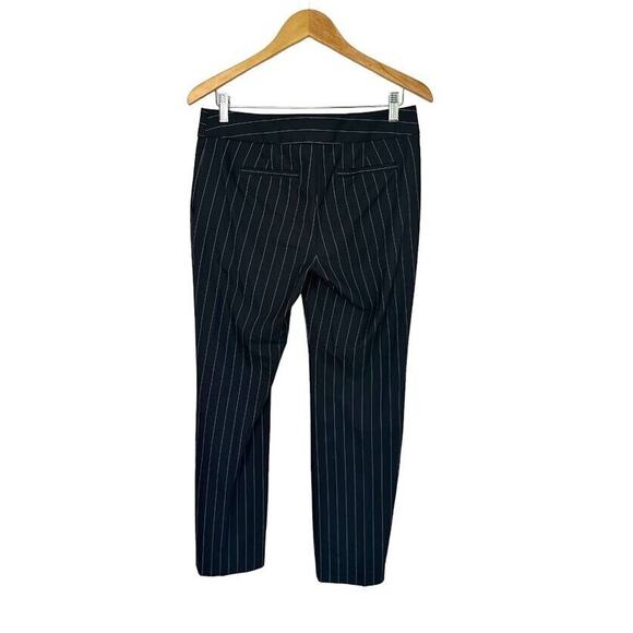 LOFT Marisa Trouser Women Pin Stripe Flare Pants Black Belt Size 4 Career Office - Picture 3 of 6